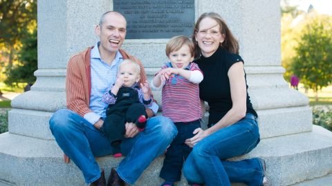 Dan and Sarah Langenkamp, with their two sons, Axel, now 8, and Oliver, now 10, in a 2014 picture.