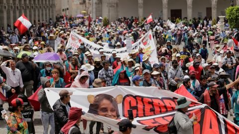 Protesters in Arequipa, Peru. 