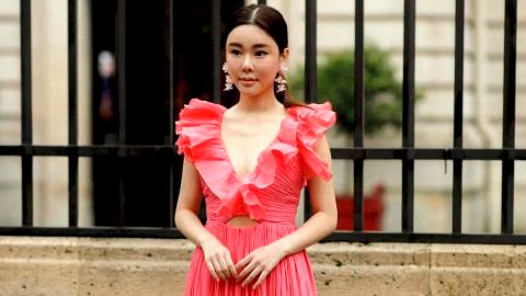 Abby Choi pictured at a fashion show in Paris, France, on January 25, 2023.