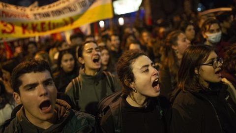 Protests targeted the offices of the Greek railway company, Hellenic Train, in Athens