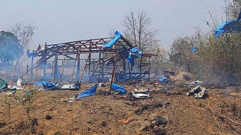 Horrific aftermath of Myanmar junta airstrike that killed 100 in central Sagaing region