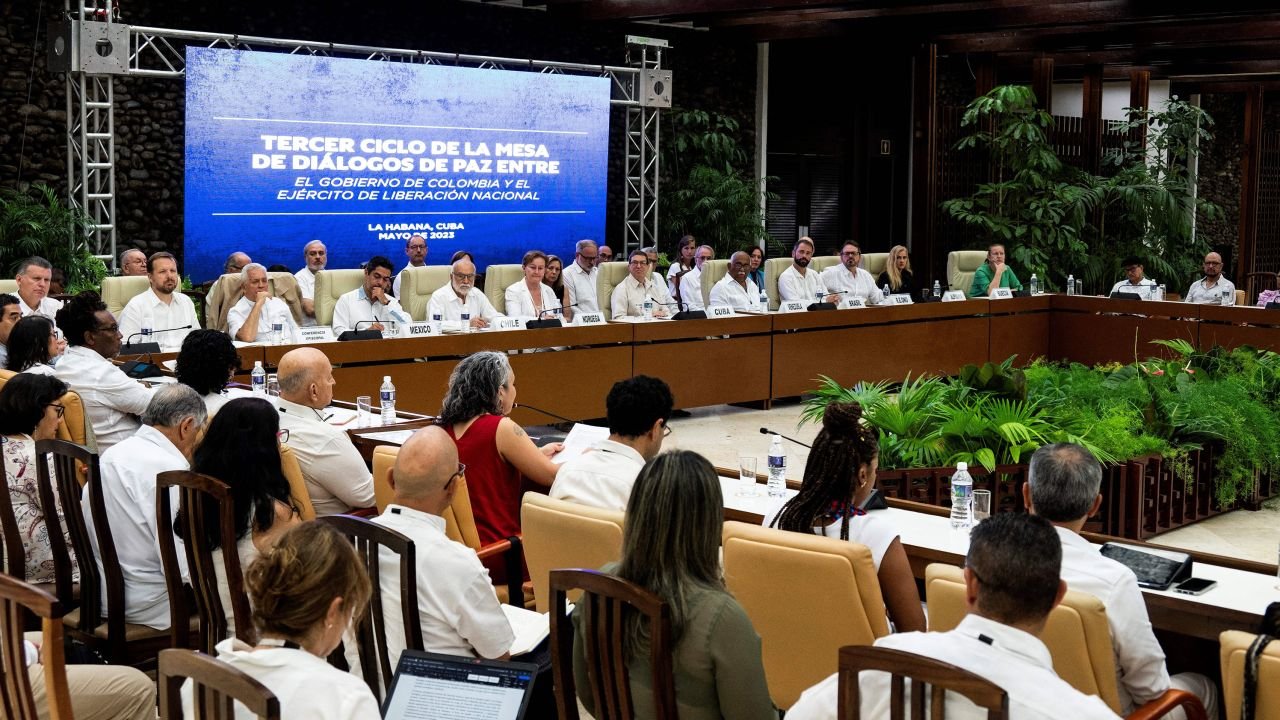 The third round of peace negotiations between the Colombia's and the ELN  in Havana on May 2, 2023.