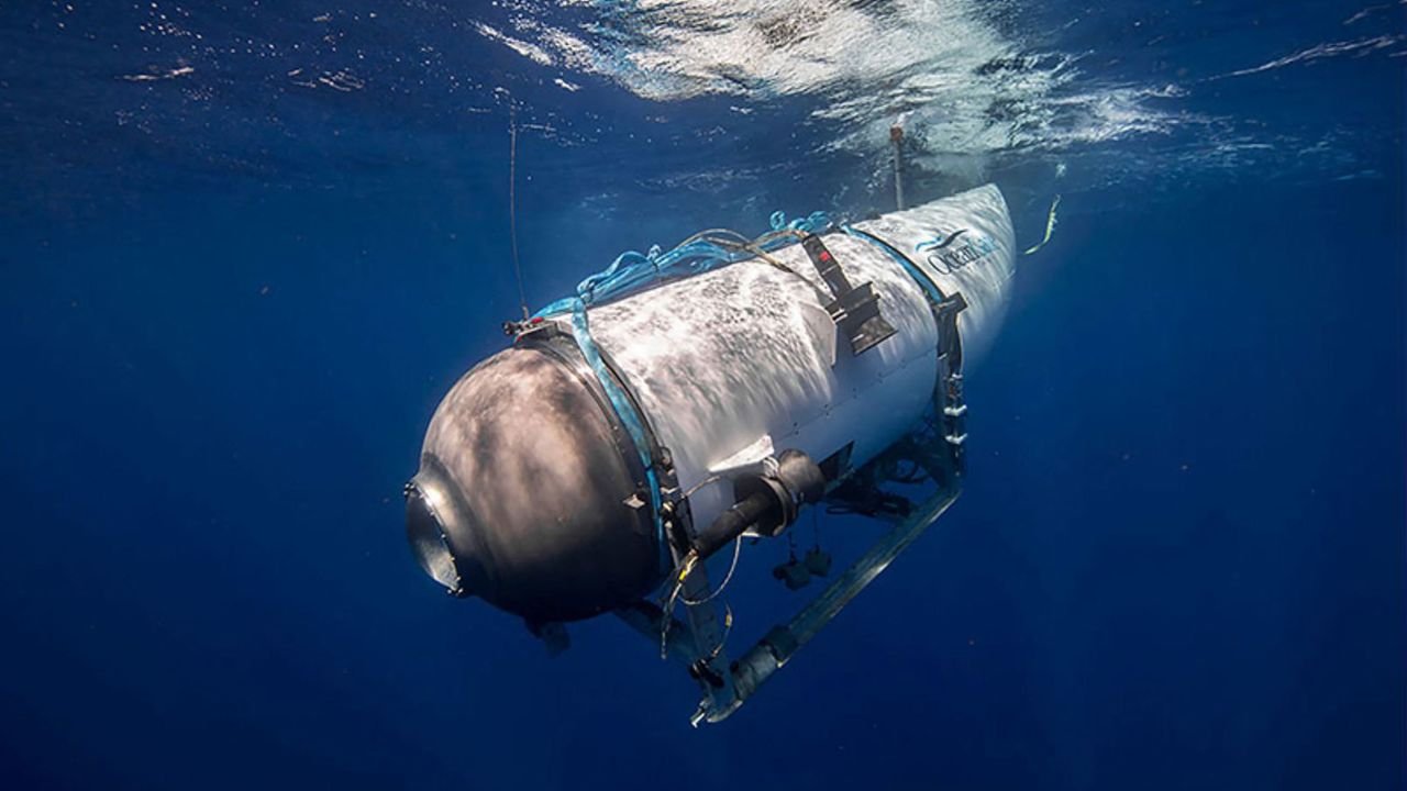 This undated image courtesy of OceanGate Expeditions, shows their Titan submersible beginning a descent.