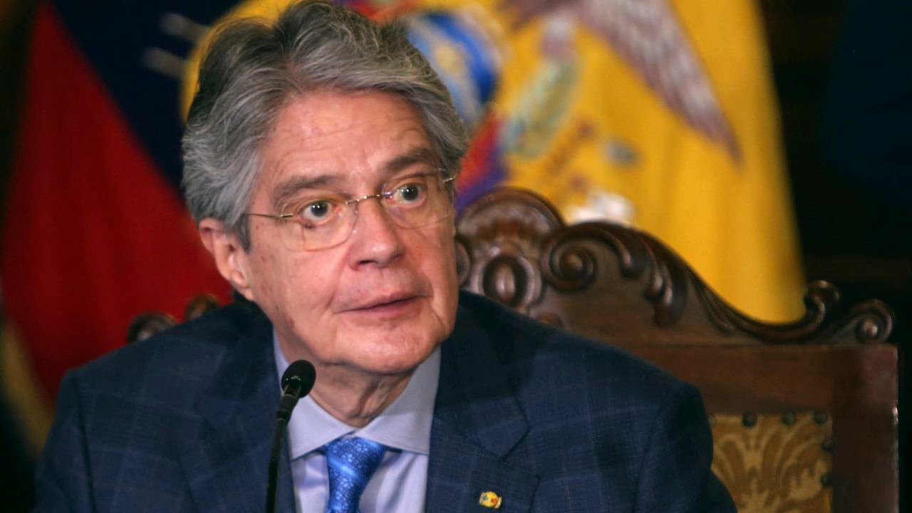 Ecuador's President Guillermo Lasso speaks during a meeting in the Carondelet Palace in Quito on November 10, 2021.